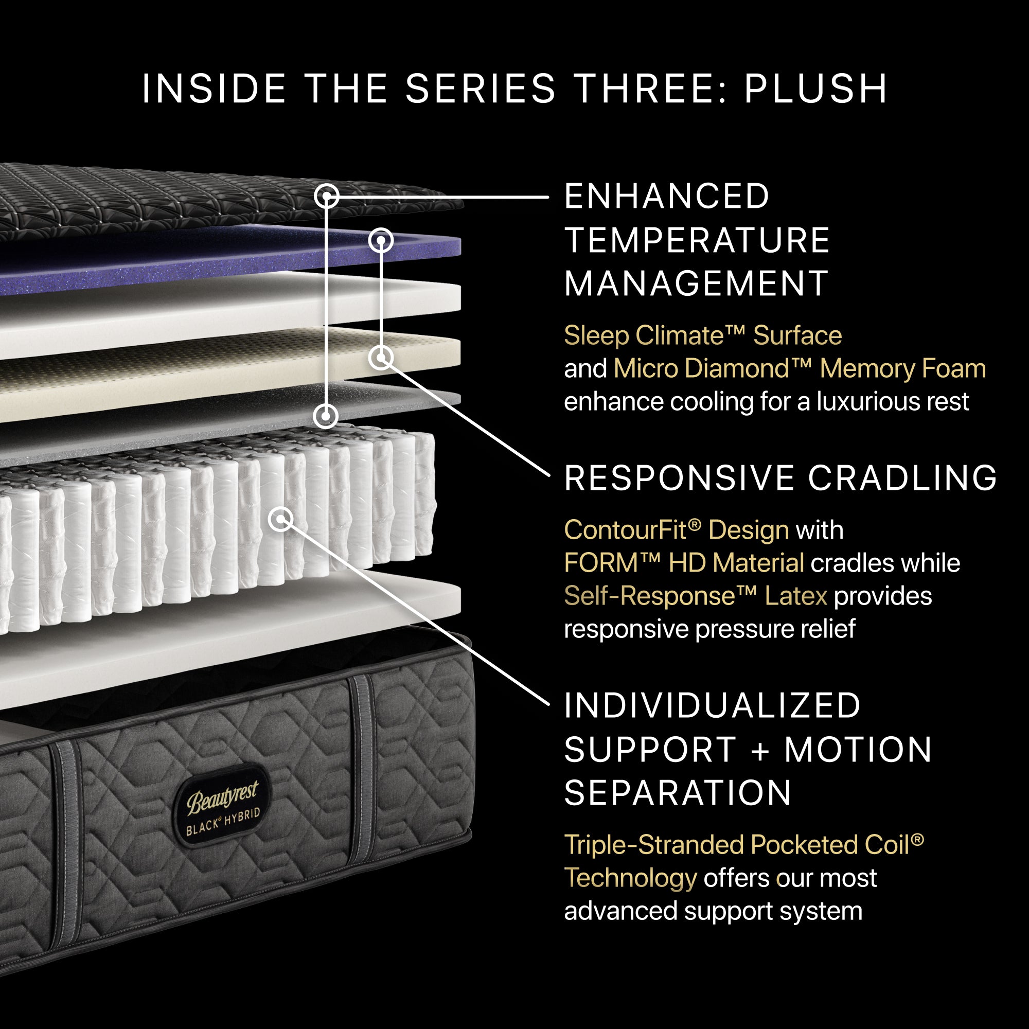 Beautyrest Black® Series Three 14.5" Hybrid Plush Mattress