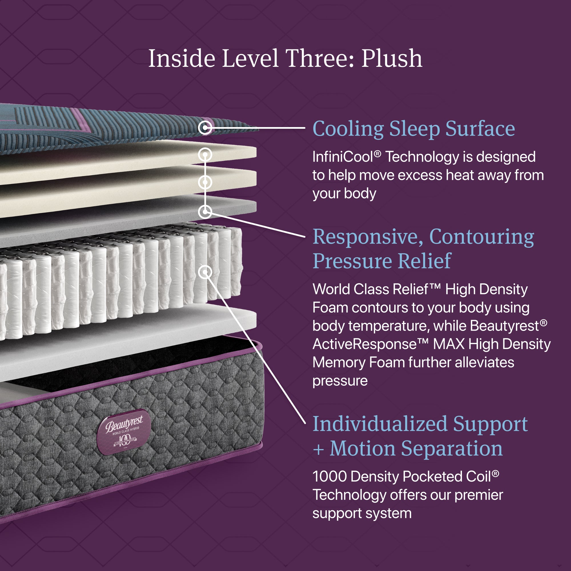 Beautyrest World Class Level Three Hybrid Plush Mattress